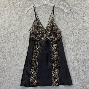 In Bloom by Jonquil Black Cami Chemise Lingerie Slip Dress Women Medium